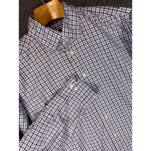 Eton Contemporary Gingham Check Dress Shirt Mens XL Fitted Long Sleeve Cotton
